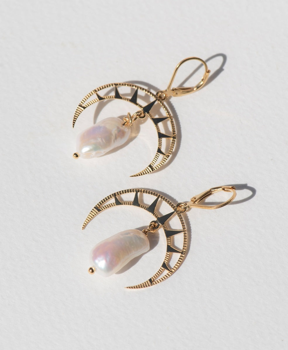 Radiant Earrings - Keshi Pearl, 22k Gold Vermeil