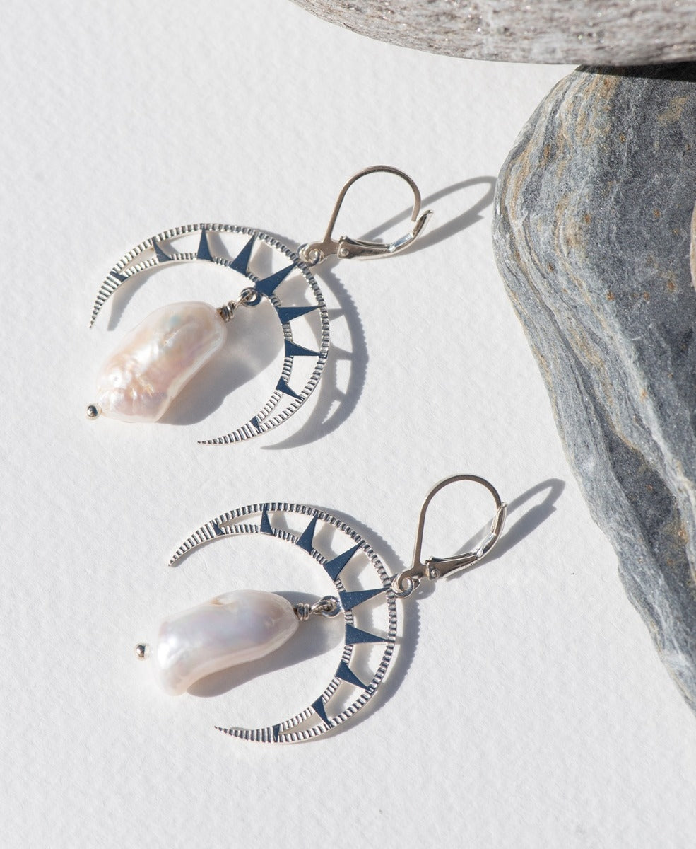 Radiant Earrings - Keshi Pearl, 925 Sterling Silver