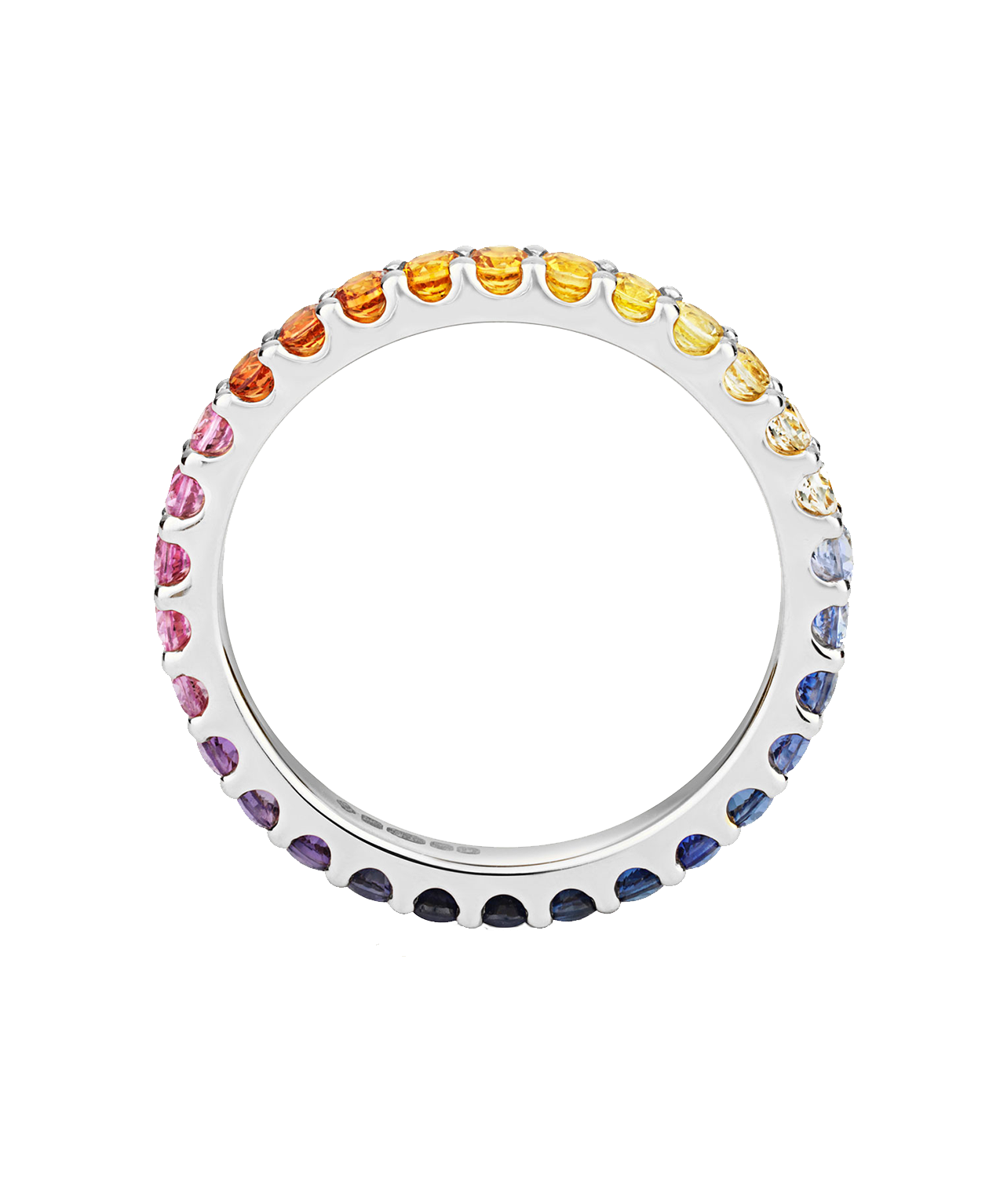 Rainbow Sempera Band 2mm - 18k White Gold, Sapphire