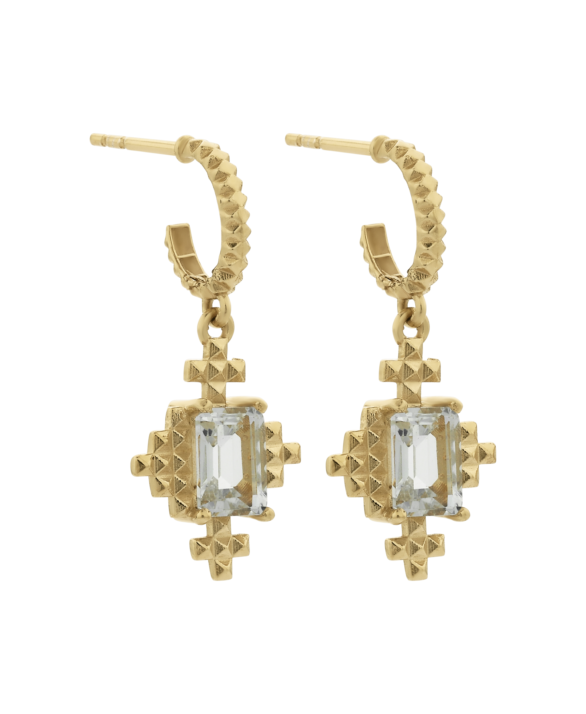 Reya Earrings -  22k Gold Vermeil, White Topaz