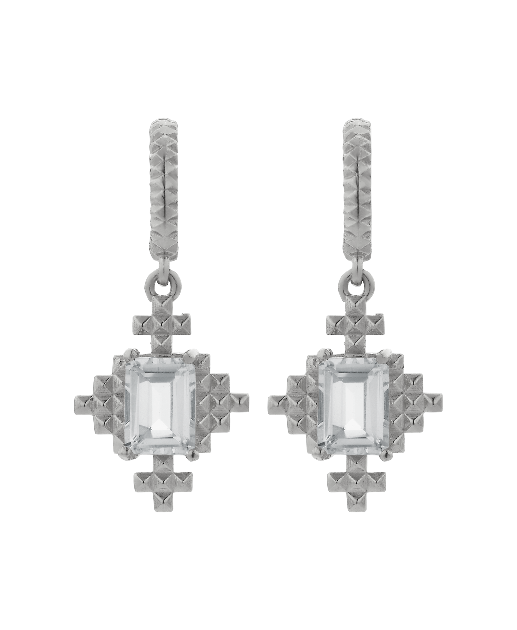 Reya Earrings - 925 Sterling Silver, White Topaz