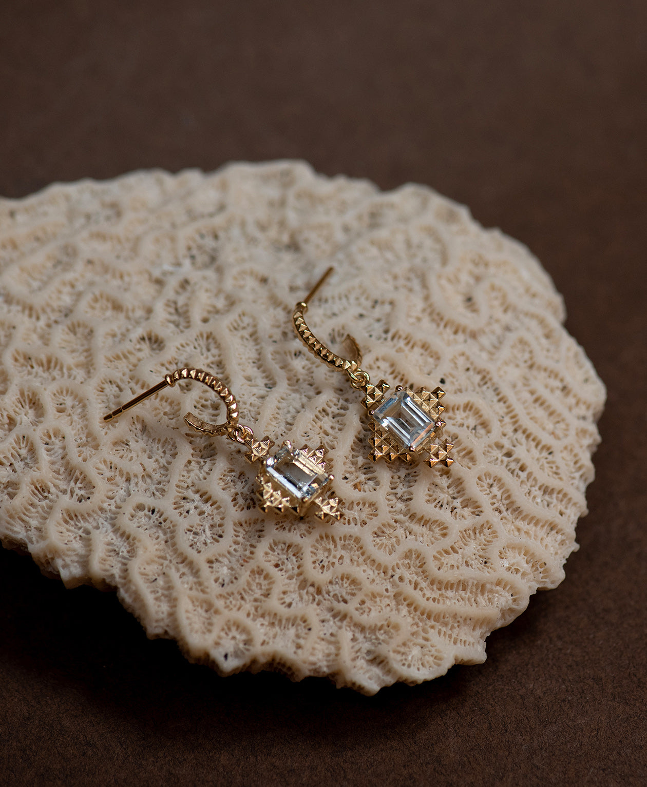 Reya Earrings -  22k Gold Vermeil, White Topaz