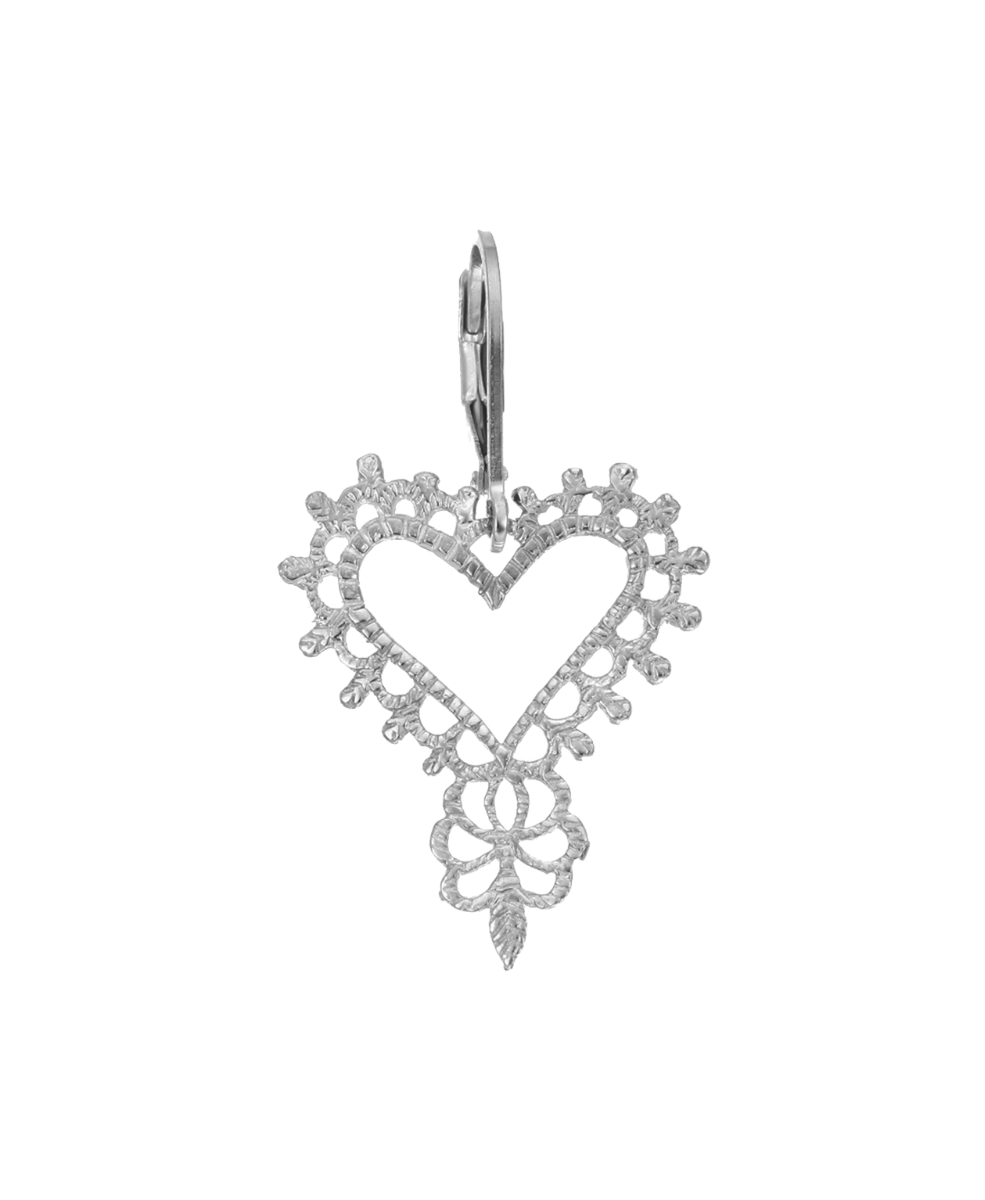 Single Gypsy Heart Earring - 925 Sterling Silver