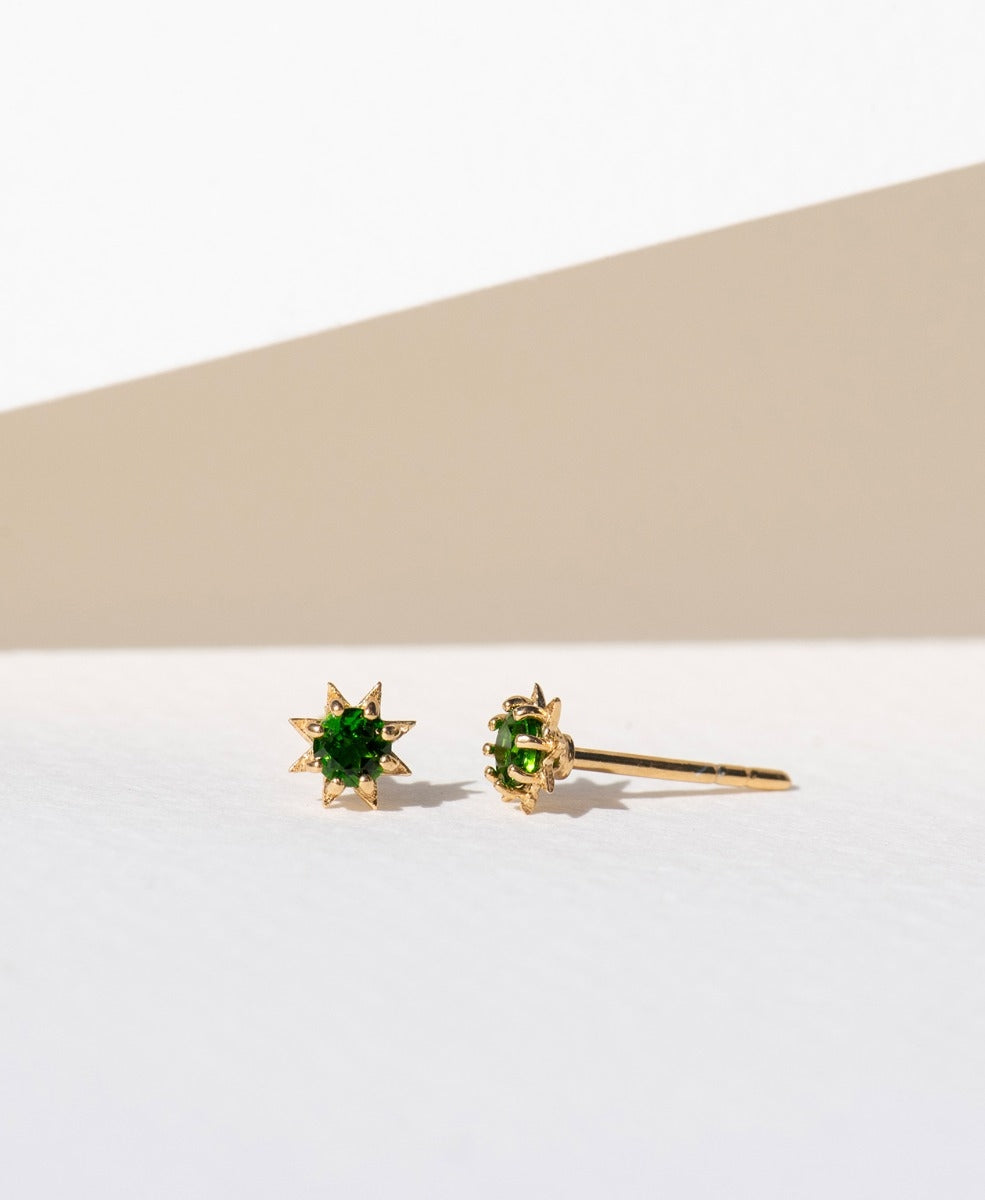 Stella Earrings - 22k Gold Vermeil, Chrome Diopside