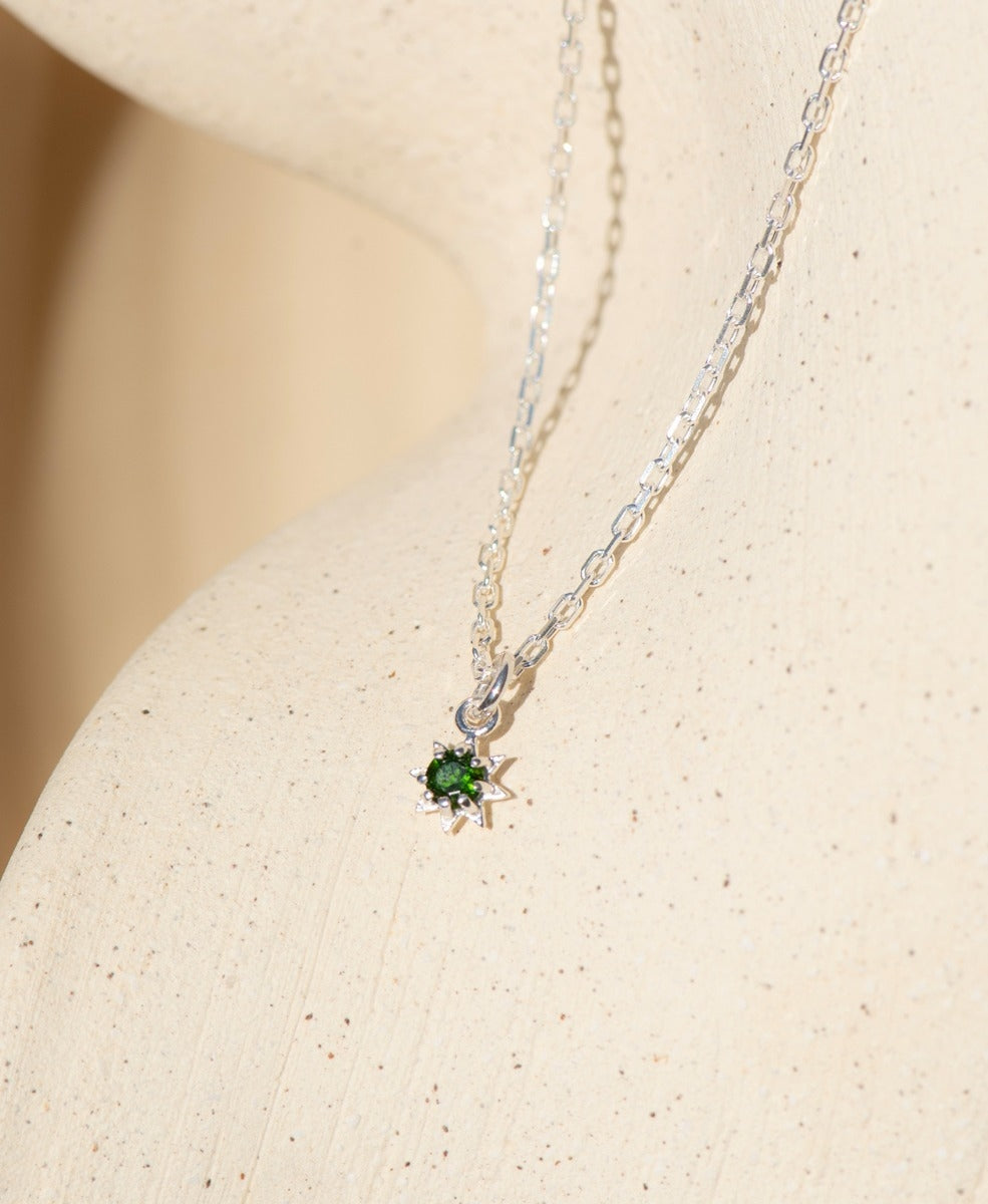 Stella Necklace - 925 Sterling Silver, Chrome Diopside