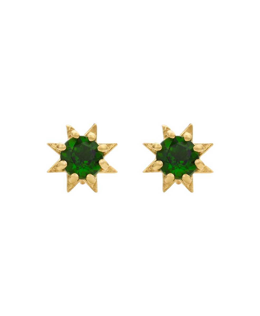 Stella Earrings - 22k Gold Vermeil, Chrome Diopside