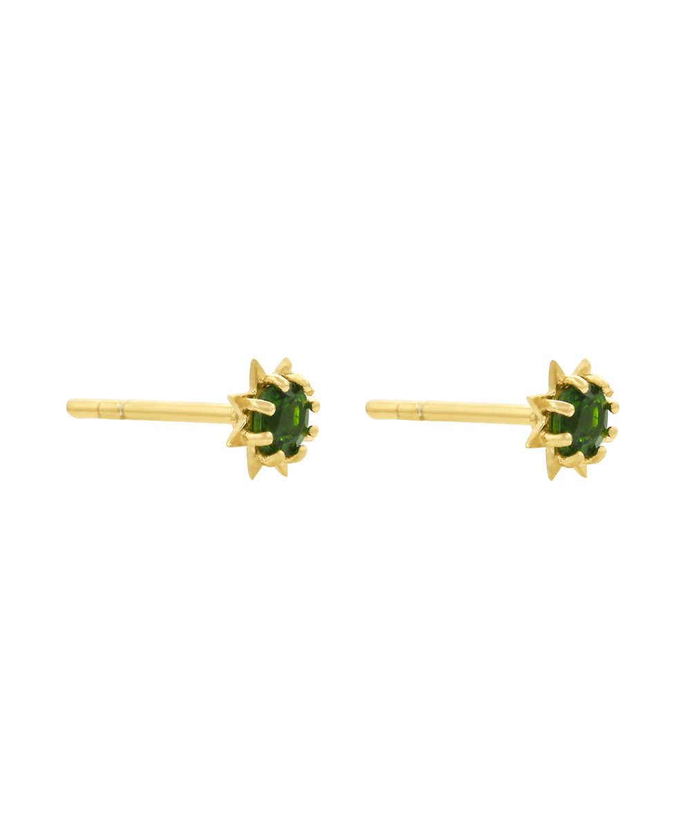 Stella Earrings - 22k Gold Vermeil, Chrome Diopside