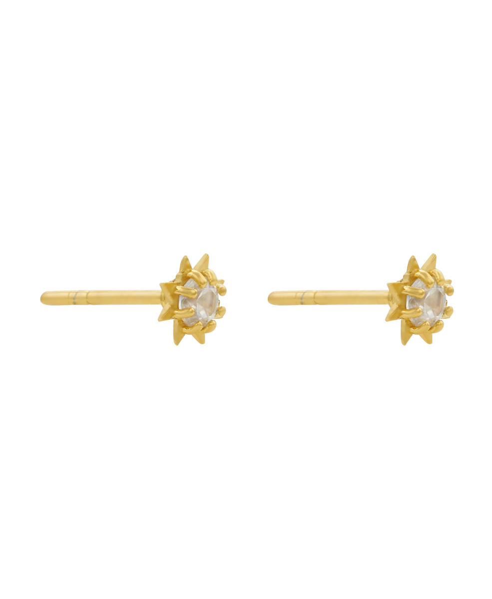 Stella Earrings - 22k Gold Vermeil, White Zircon