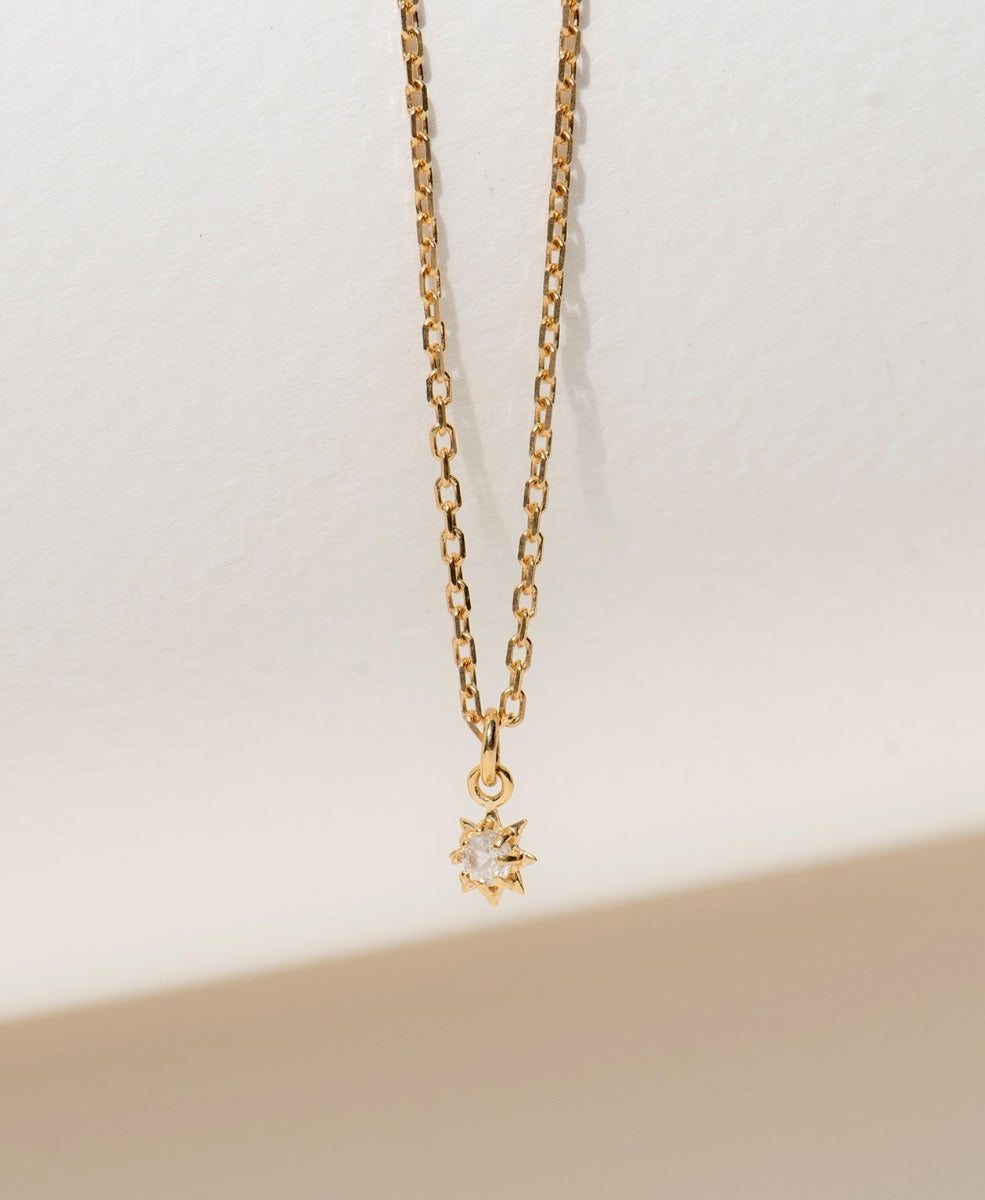 Stella Necklace - 22k Gold Vermeil, White Zircon