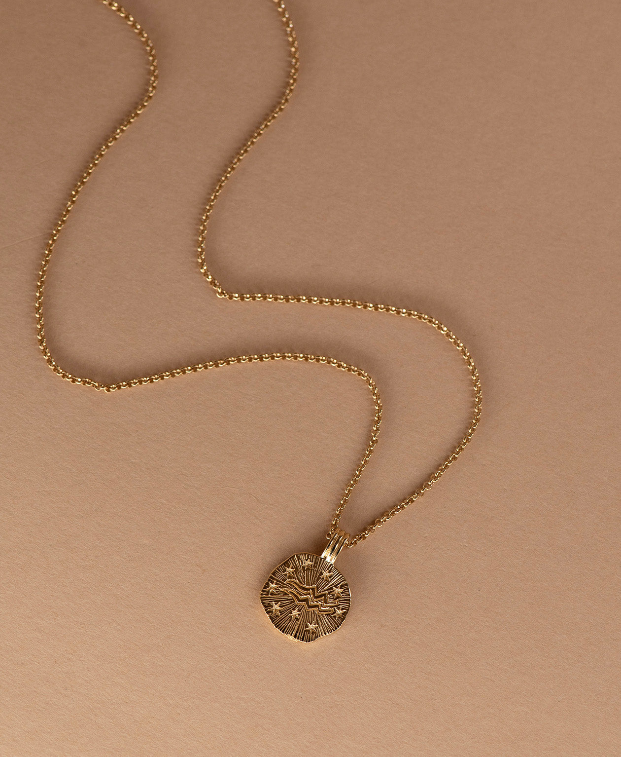 Sun in Aquarius Necklace - 22k Gold Vermeil