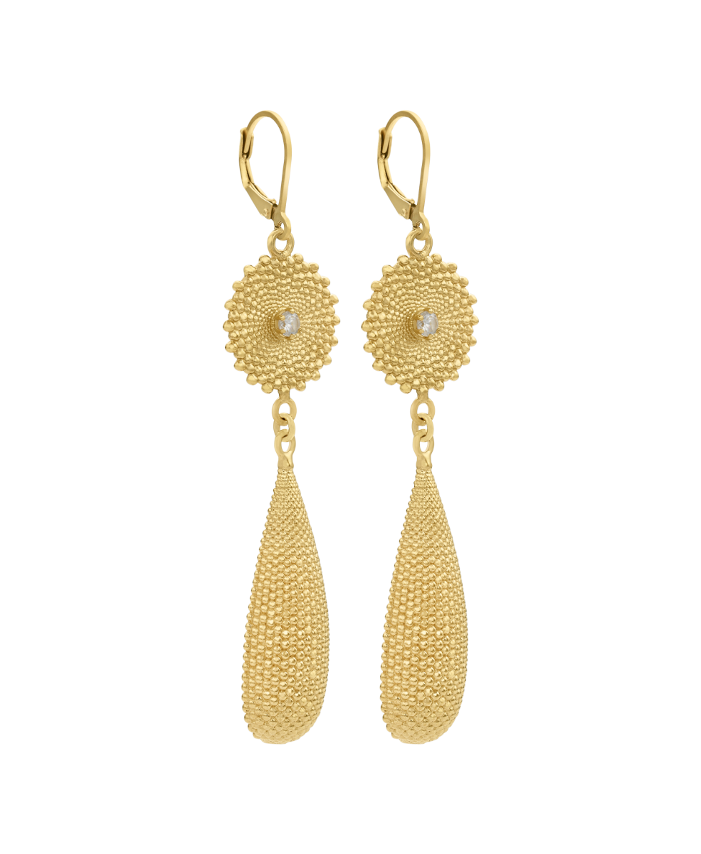 Sunshine Earrings - 22k Gold Vermeil, White Zircon