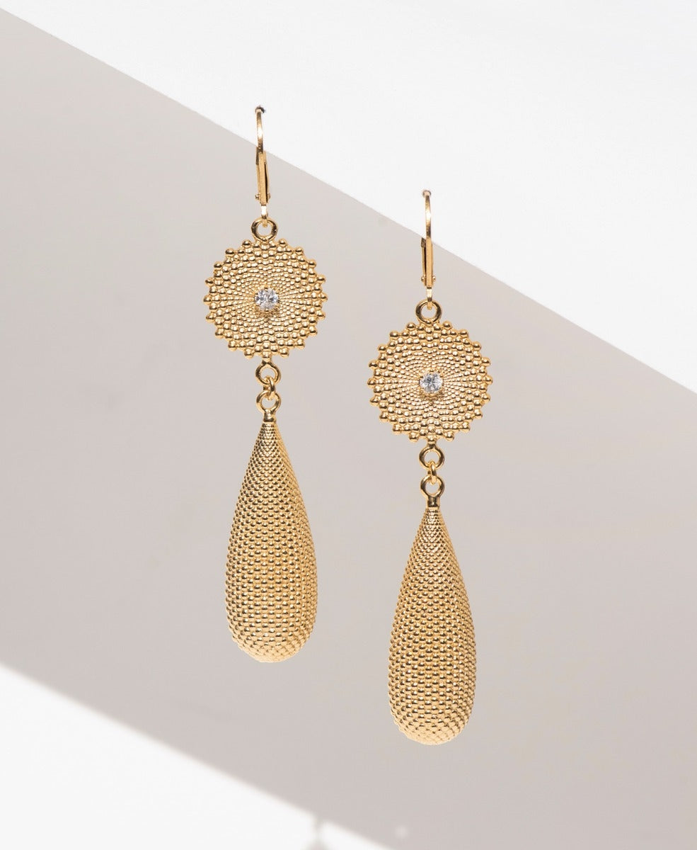 Sunshine Earrings - 22k Gold Vermeil, White Zircon