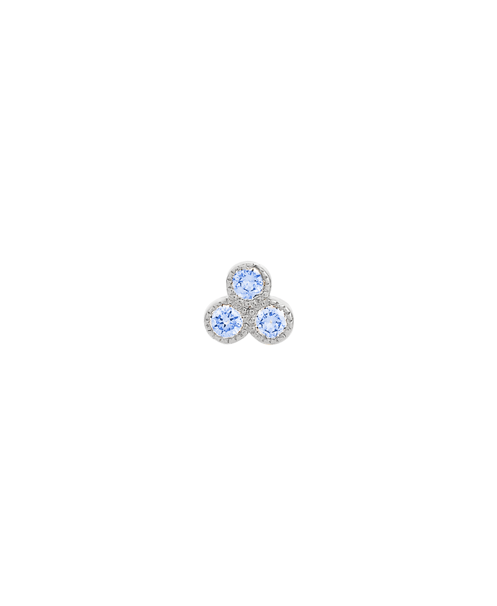 Three Friends 2mm Single Stud / 18k White Gold / Blue Sapphire