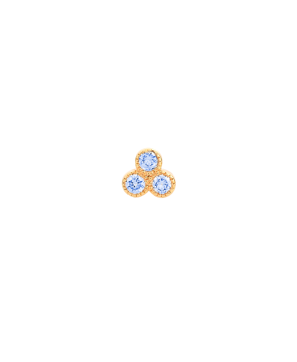 Three Friends 2mm Single Stud - 18k Yellow Gold, Blue Sapphire