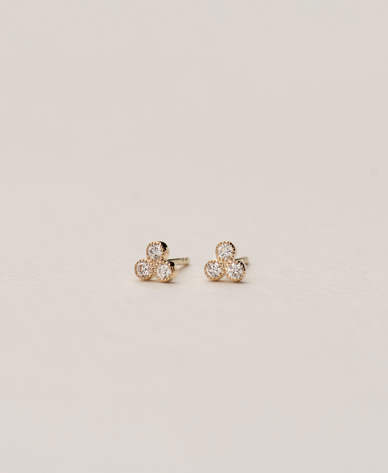 Three Friends 2mm Studs - 9k Yellow Gold, Lab Grown Diamond