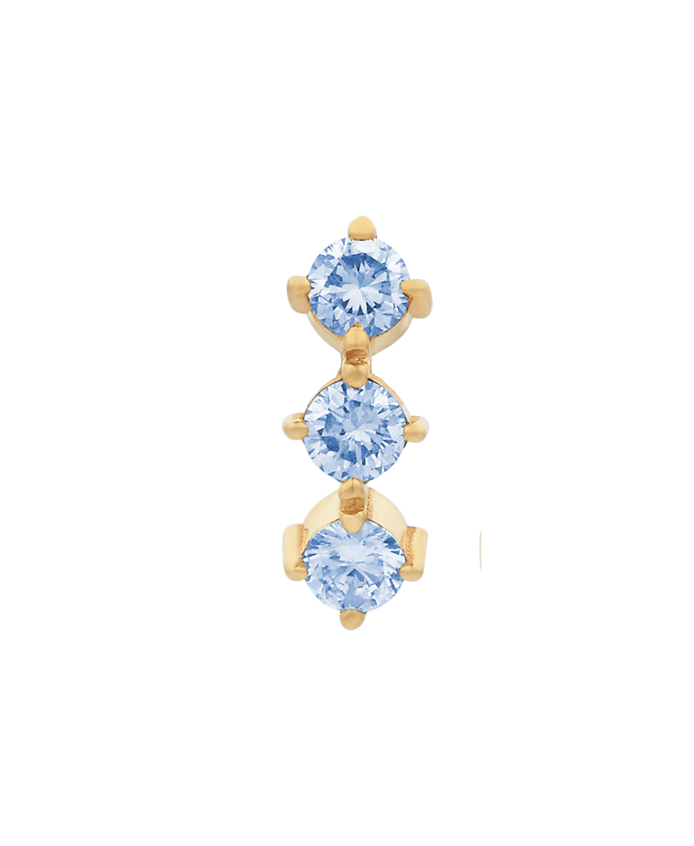 Three Graces Single Stud - 18k Yellow Gold, Blue Sapphire