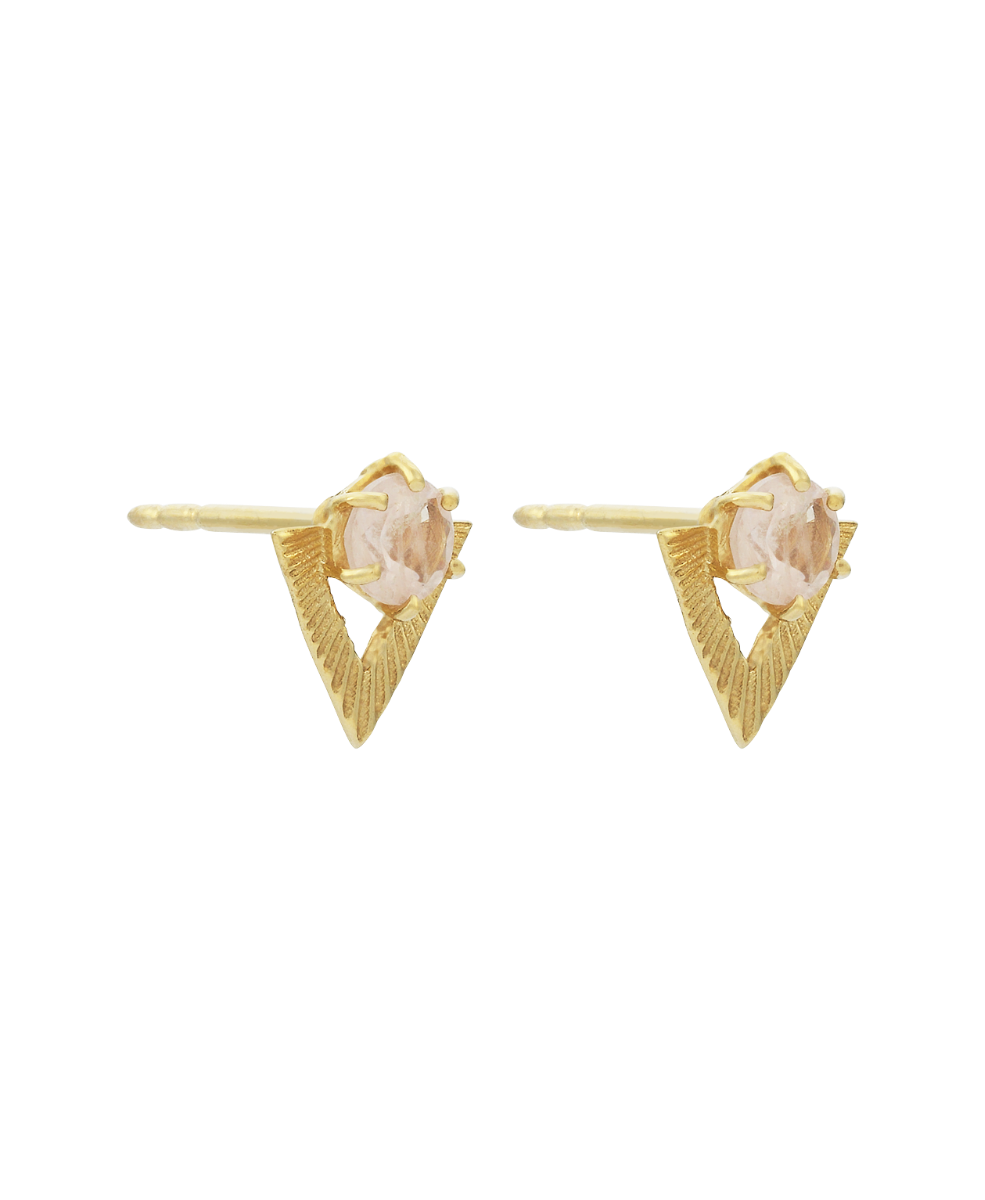 Violet Studs - 22k Gold Vermeil, Rose Quartz