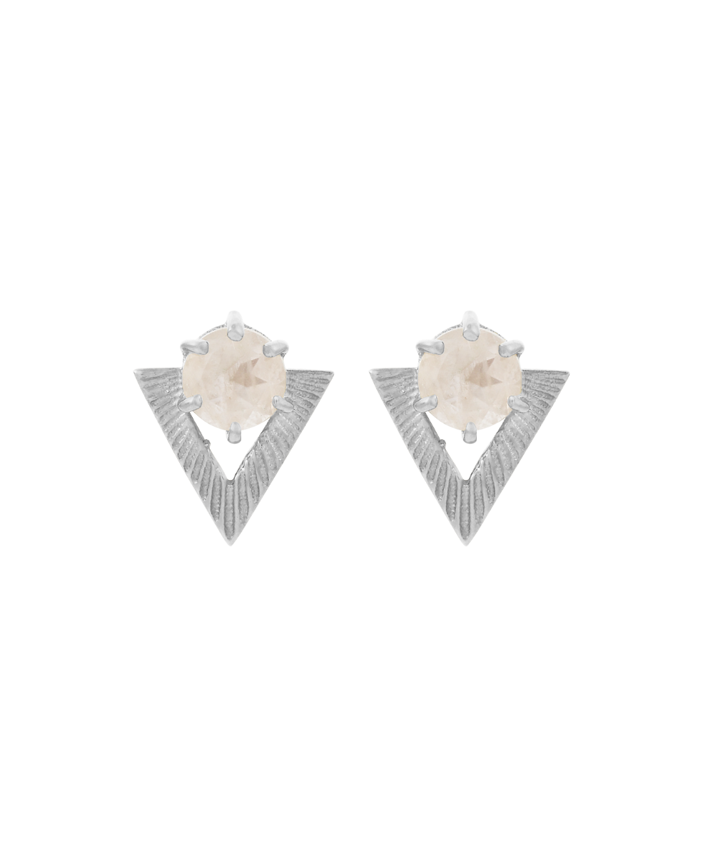 Violet Studs - 925 Sterling Silver, Rose Quartz