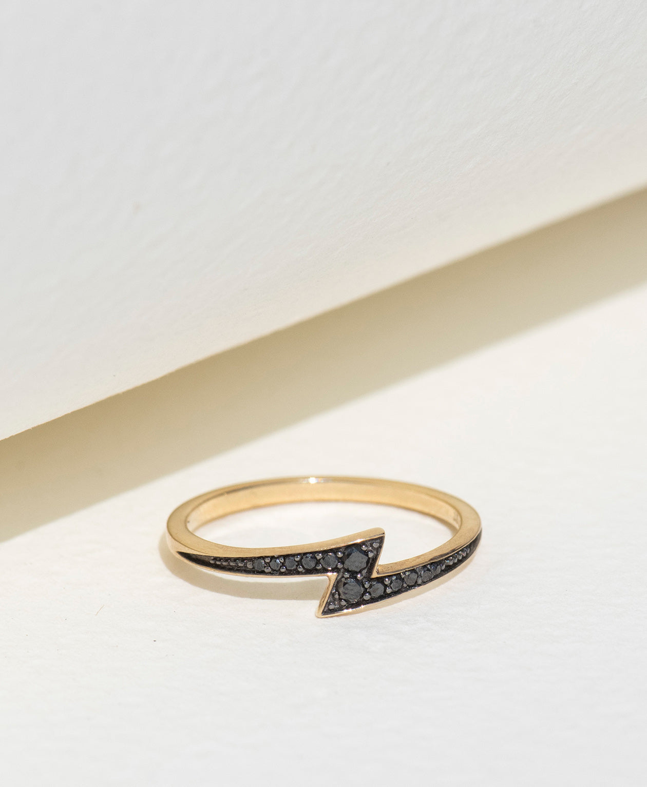 Zap Ring - 9k Yellow Gold, Black Diamond