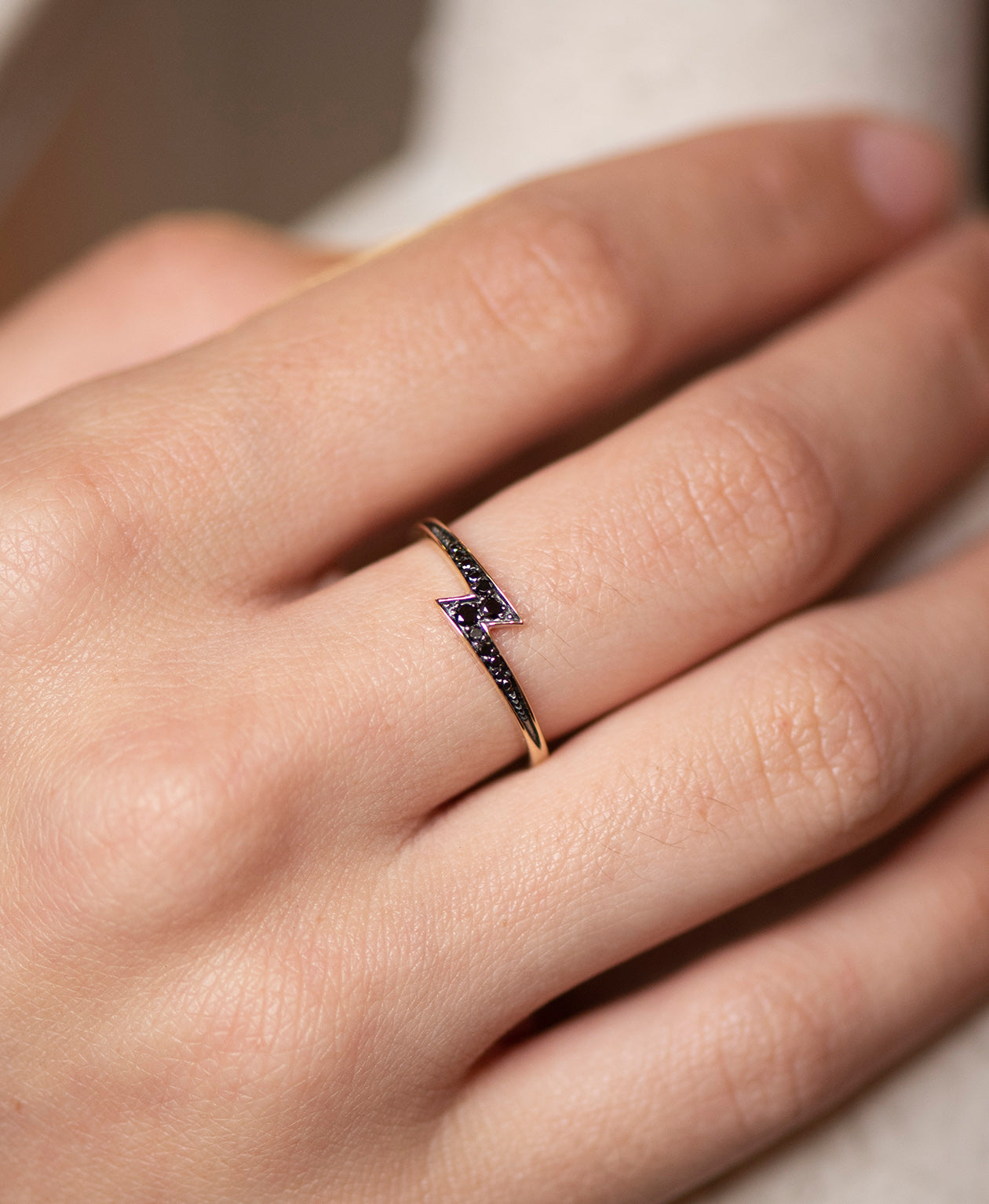 Zap Ring - 9k Yellow Gold, Black Diamond