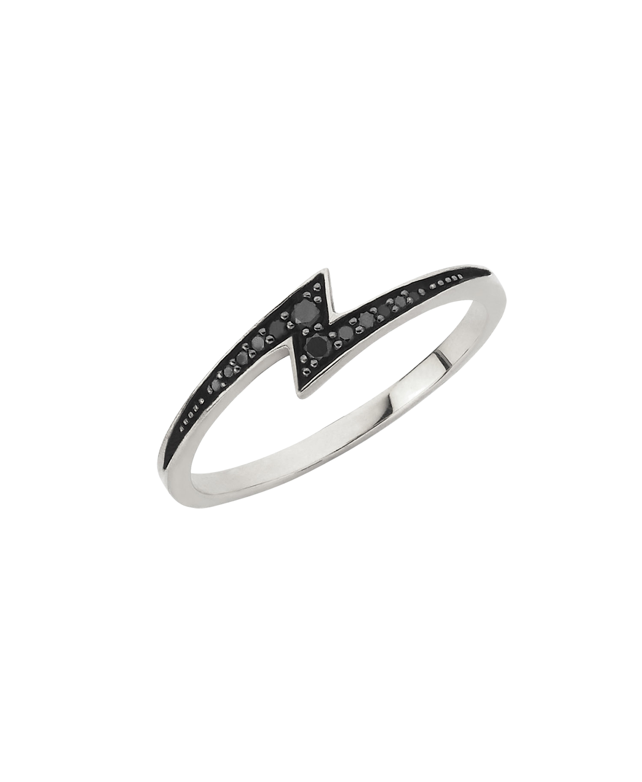 Zap Ring - 9k White Gold, Black Diamond