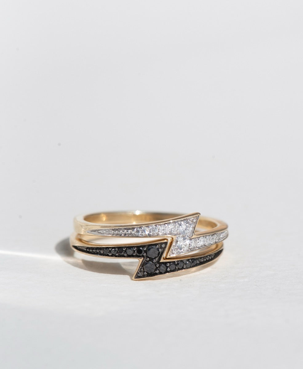 Zap Ring - 9k Yellow Gold, Black Diamond