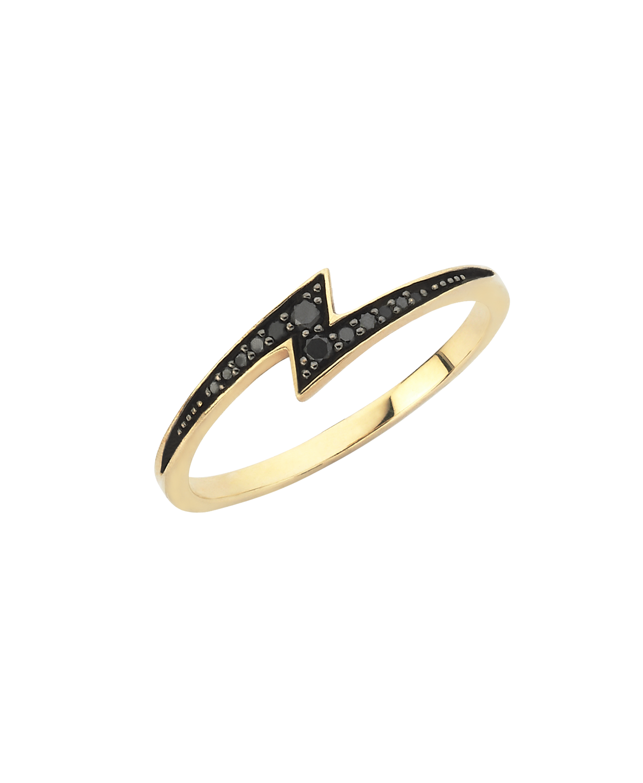 Zap Ring - 9k Yellow Gold, Black Diamond