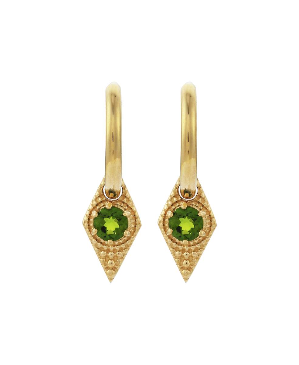 Zinnia Earrings - 22k Gold Vermeil, Chrome Diopside