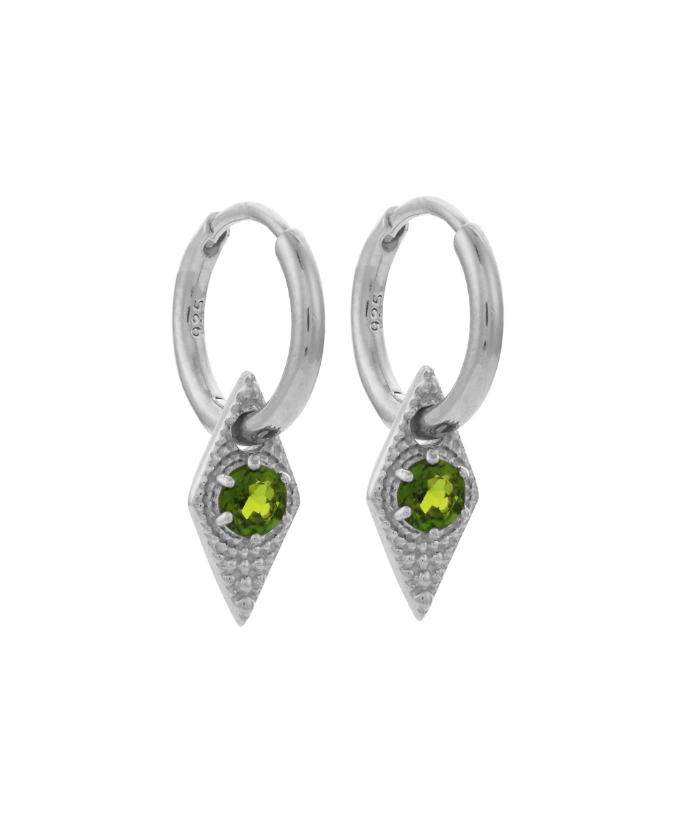 Zinnia Earrings - 925 Sterling Silver, Chrome Diopside